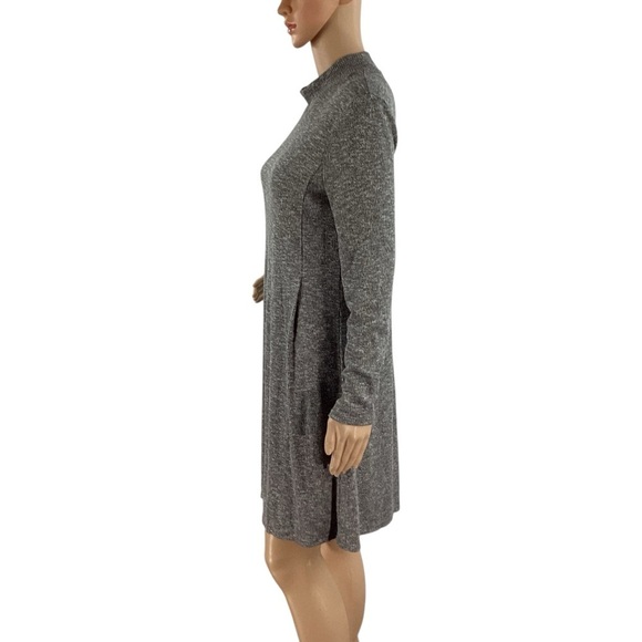 Madewell Gray Cityblock Mock Neck Long Sleeve Fit & Flare Sweater Dress M - Picture 4 of 7